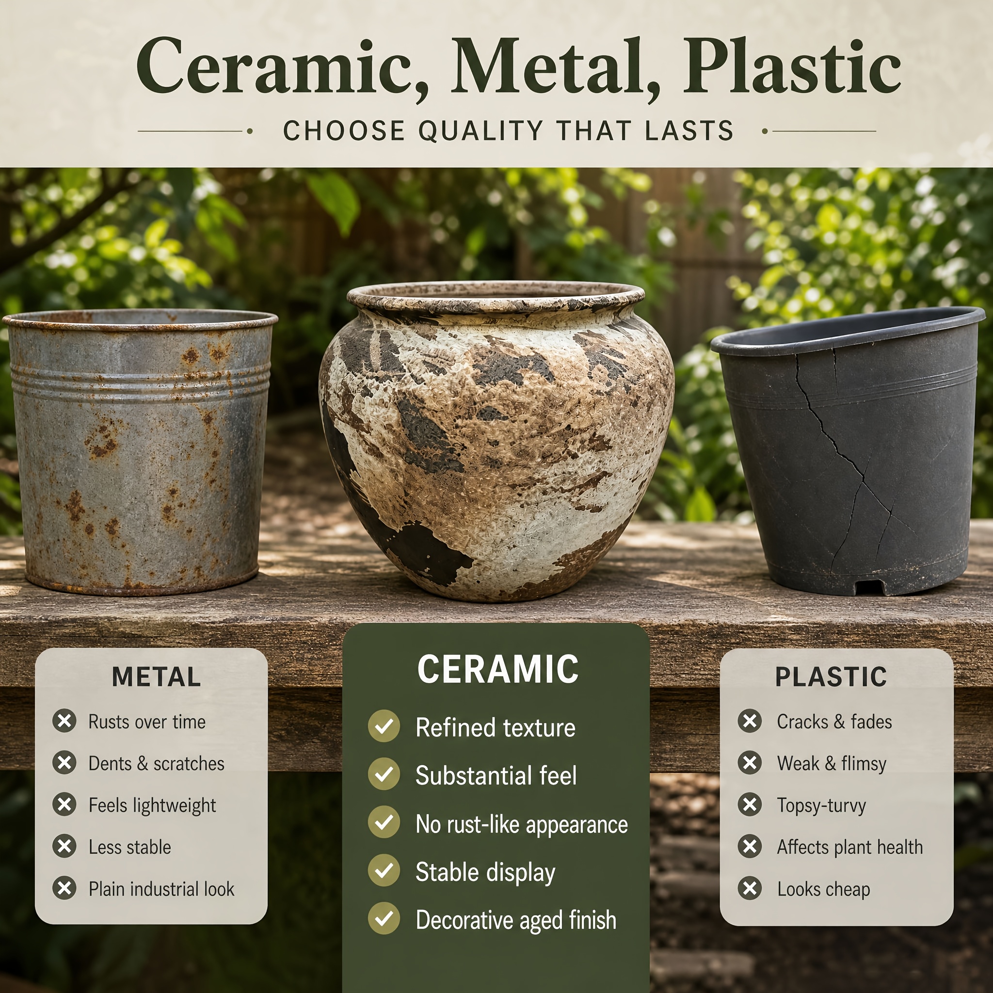 Rustic Wabi-Sabi Ceramic Flower Pot, Approx 15.24cm Tall Wide Mouth Planter, Weatherproof Pot with Drainage, Perfect for Indoor Desktop, Shelf Decor & Outdoor Patio, Deck, Garden, Farmhouse & Cottagecore Style, Natural Earthy Tone Gardening Gift,home