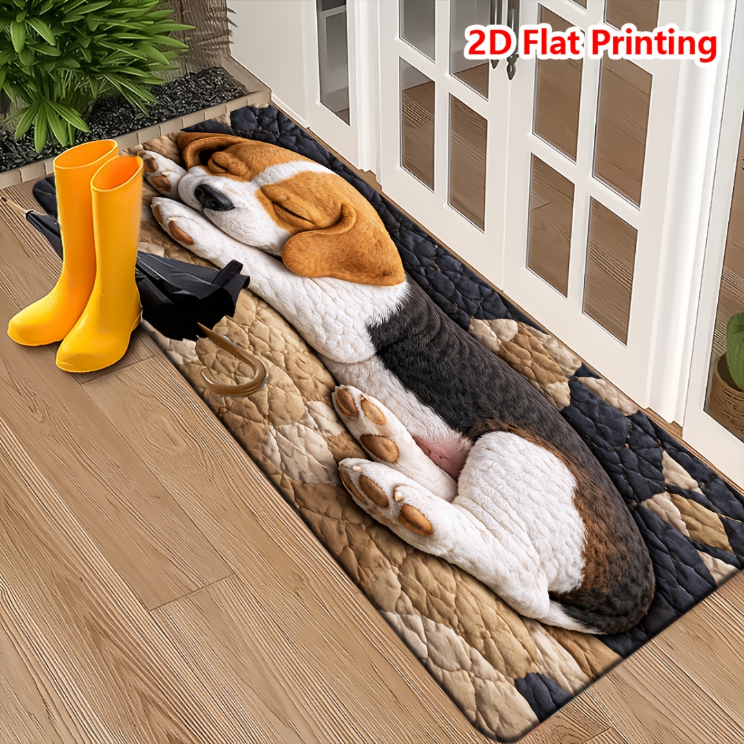 TEMU [ Product] [flannel And 1cm Thick Sponge Material] Fun Door Mat With Pattern, Suitable For Bedroom, Kitchen, Dining Room, Bathroom And More,