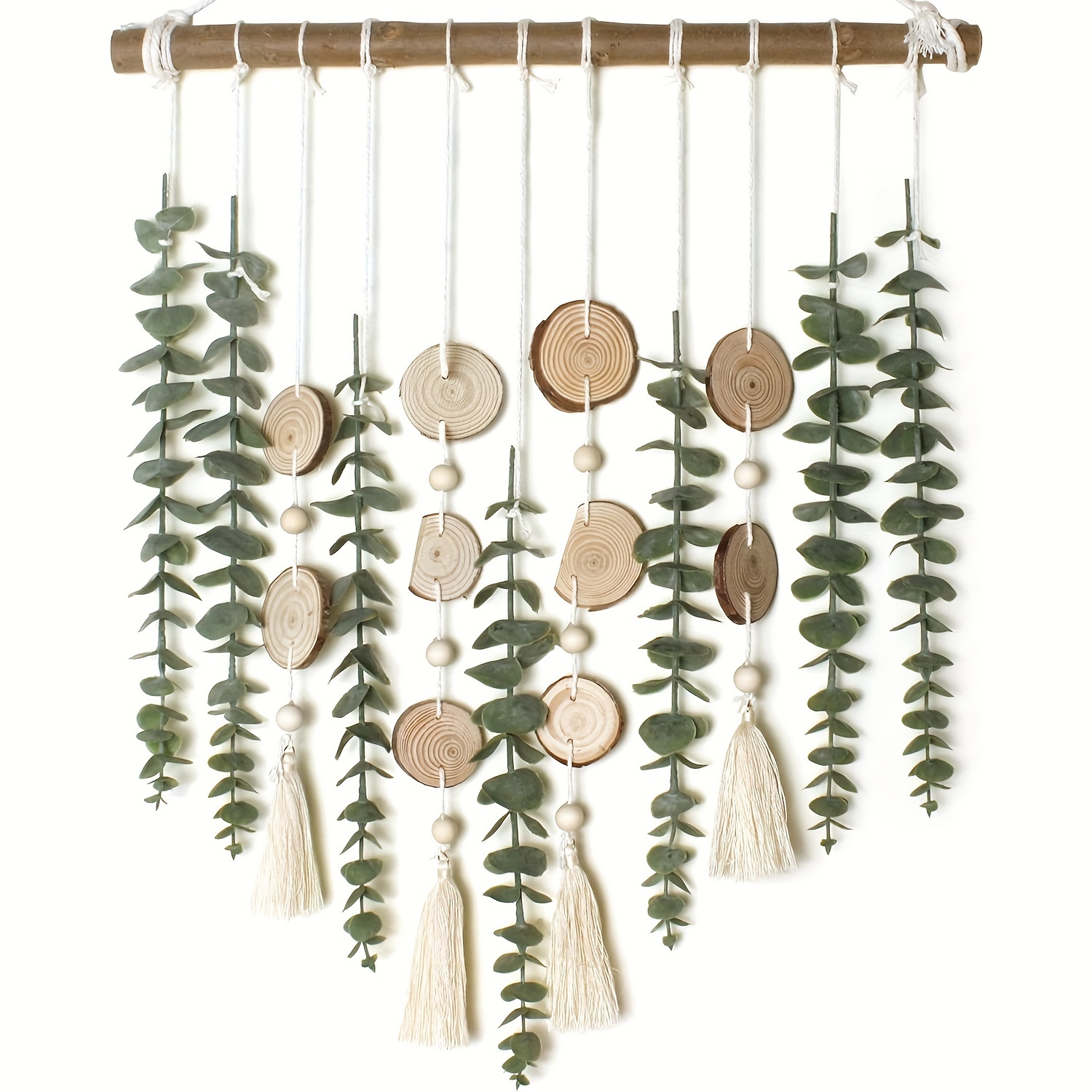 

1pc, Box-packed Artificial Eucalyptus Wall Decor Fake Greenery Leaves Stems Wall Hanging Plants On 16.5 Inch Wooden Stick Boho Rustic Farmhouse Decor For Bedroom Kitchen Dining Room Bathroom