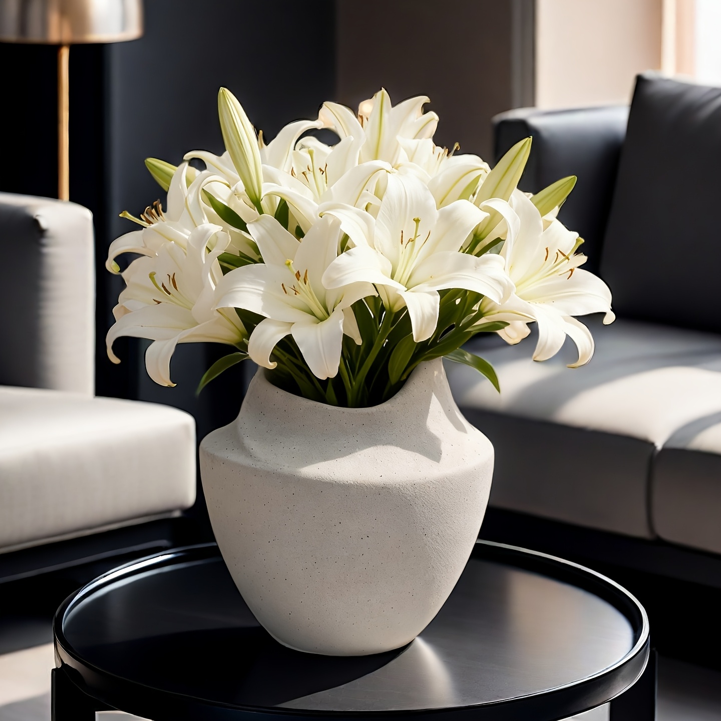 Modern Matte Ceramic Vase - Minimalist Large Cylindrical Flower Pot with Matte, Waterproof Interior for fresh or artificial flowers, Indoor/Outdoor Plant Holder for home, Wedding, Office Decor - Geometric Modern Vase for large Floral