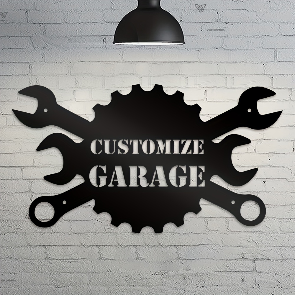 

1pc, Personalized Wrench Gear Wall Sign, Rustic Metal Customizable Garage Decor, 3d Men Cave Art, Fathers Day Gift, Dad's Workshop Name Plaque, Indoor/outdoor Mechanic Tools Style Decoration
