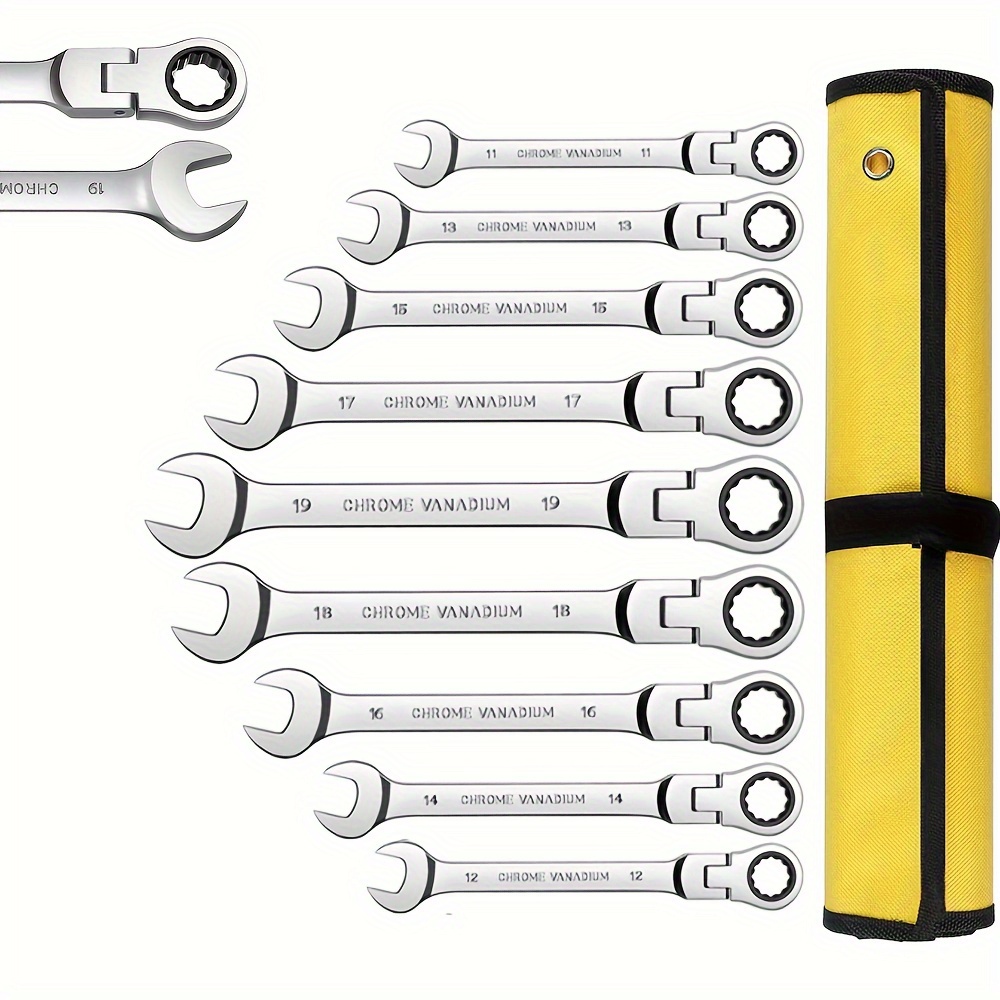 

9- Set Ratcheting Set, Steel, 72-tooth , 180- Rotating , - Spanner Mechanism, Tool Kit For Automotive, & Electrical