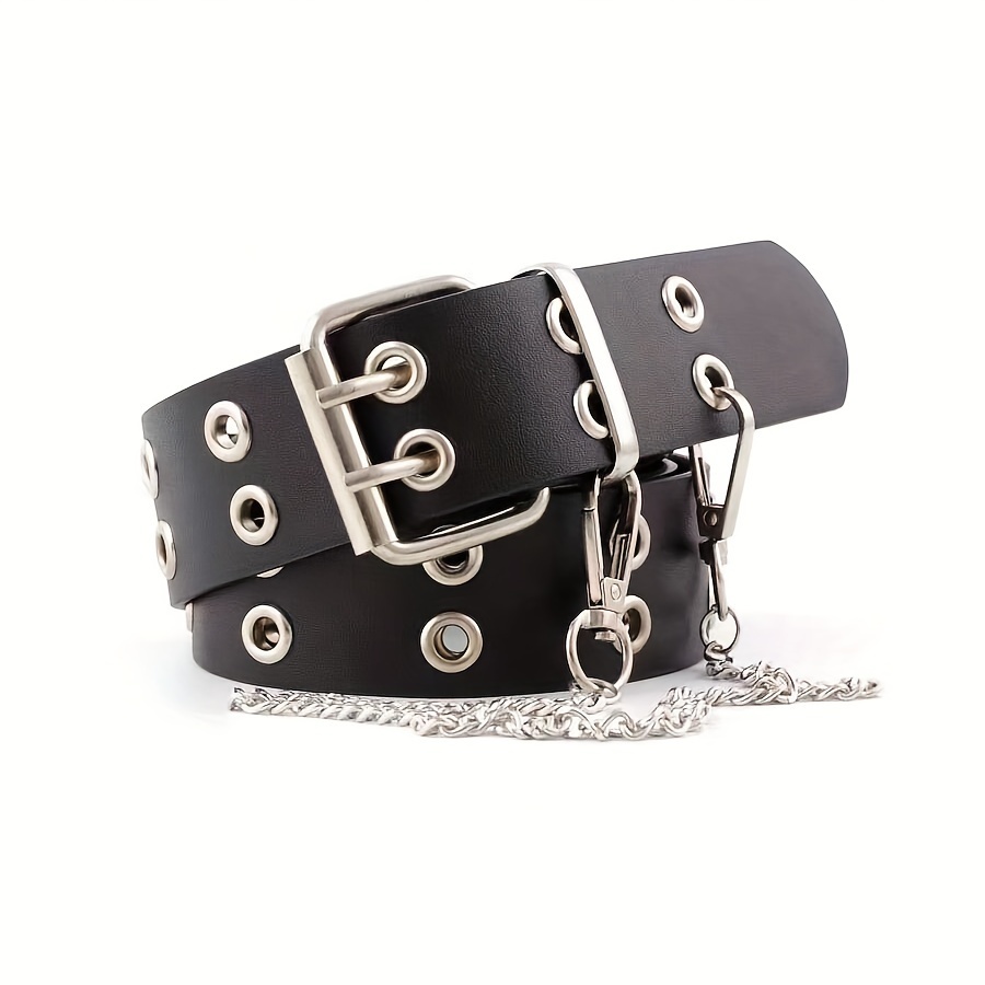 womens double row studded belt korean fashion punk style hip Temu