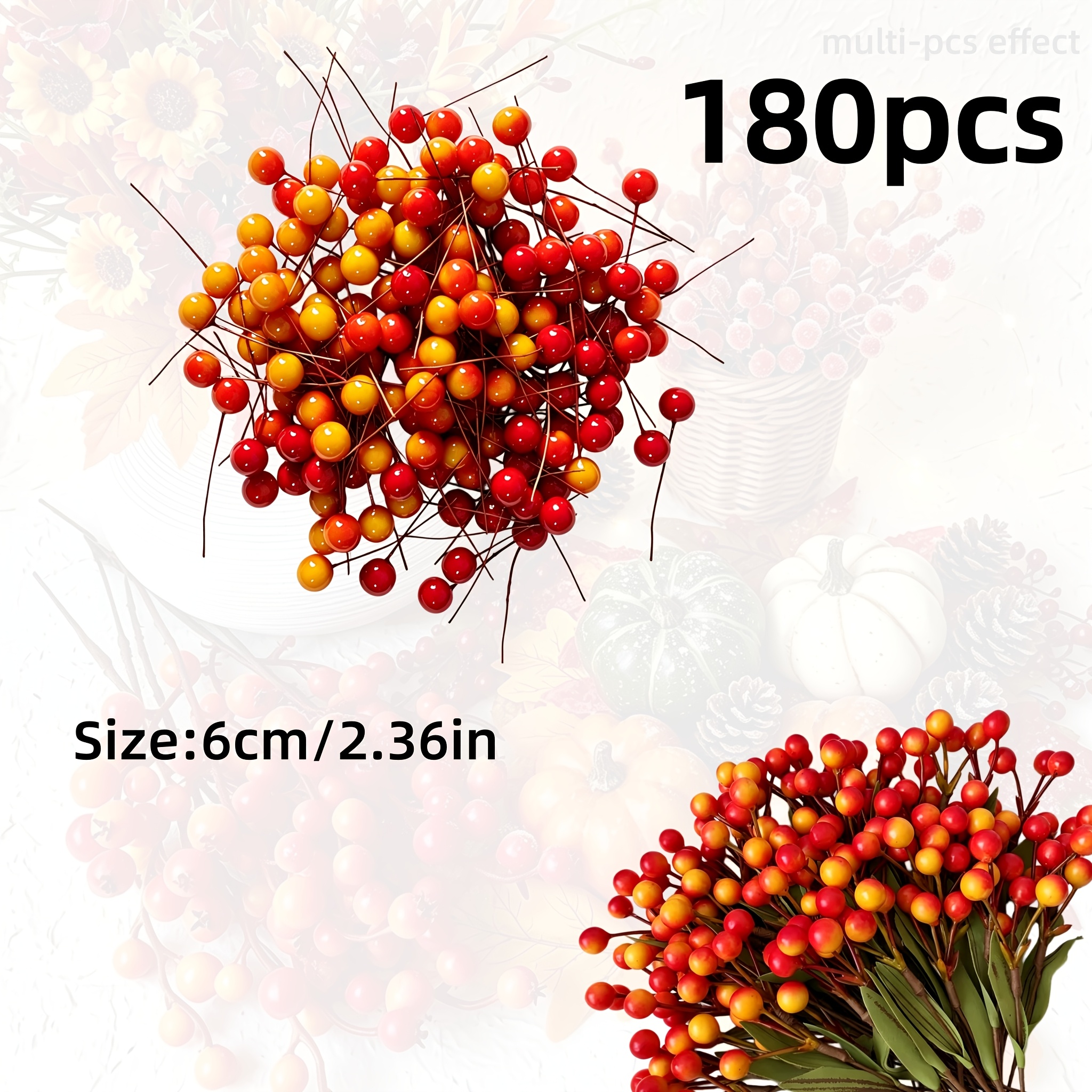 TEMU 180 Pezzi di Fiori Artificiali, Rami Artificiali di Arancioni-Rosse per del Ringraziamento, Intrecciati a , Adatti per Accessori Decorativi Fai