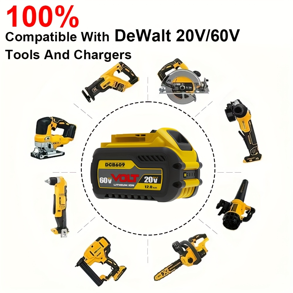 9.0Ah DeWalt Flexvolt Battery 20V 60V Compatible 2-Pack 9.0Ah Replacement Battery For DeWalt 20V/60V Flexvolt Tools - Compatible With DCB609 DCB606 Dewalt Battery 20v-464106