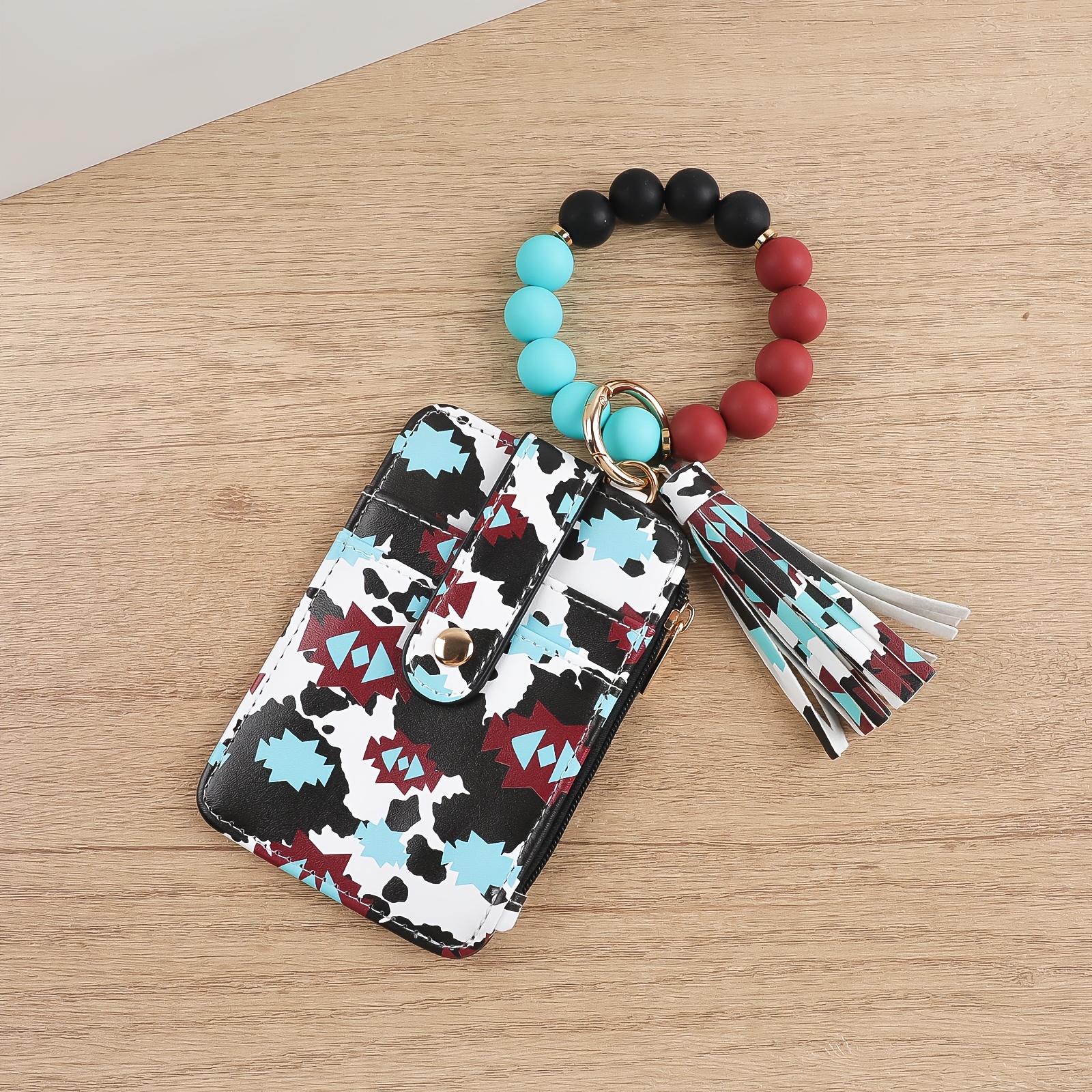 1pc Fashionable Western Cowboy Bag Handmade Beaded Women's Wallet Card Set Pu Turquoise Gravel Ring Gift For Gift For Mom Gift Card Pack Gift