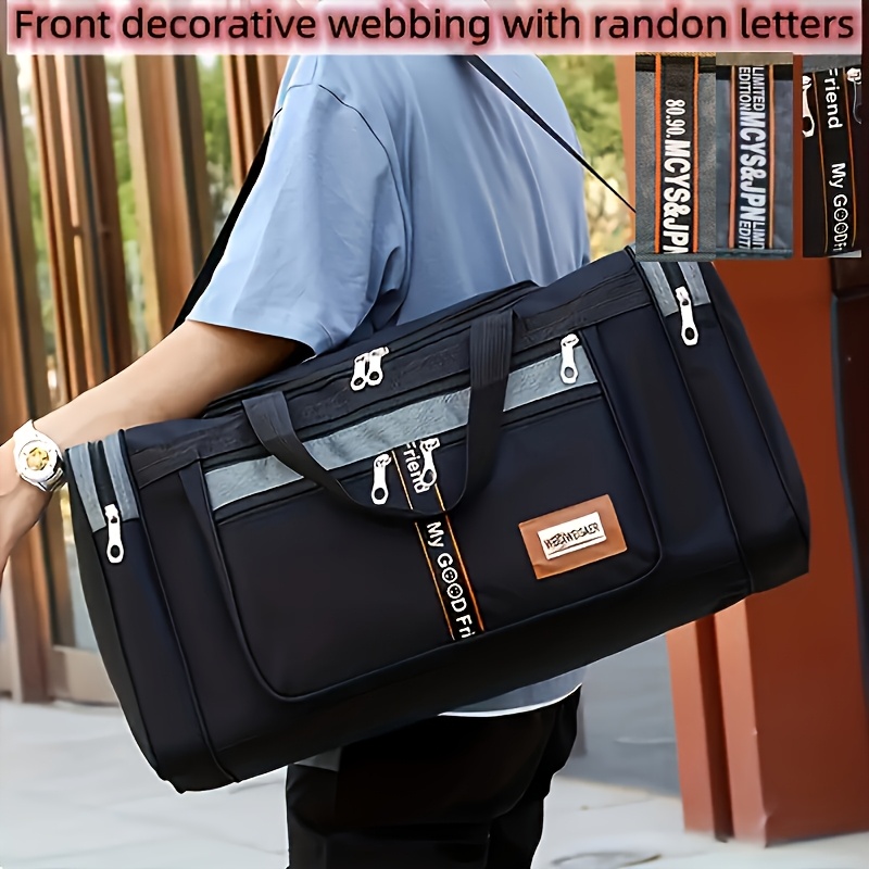 TEMU Bolsa de Viaje de Gran Capacidad y Versátil - Nylon Duradero, Correa para el , Ideal para el Gimnasio y Viajes de Una Noche - Disponible en Caqui, , Negro