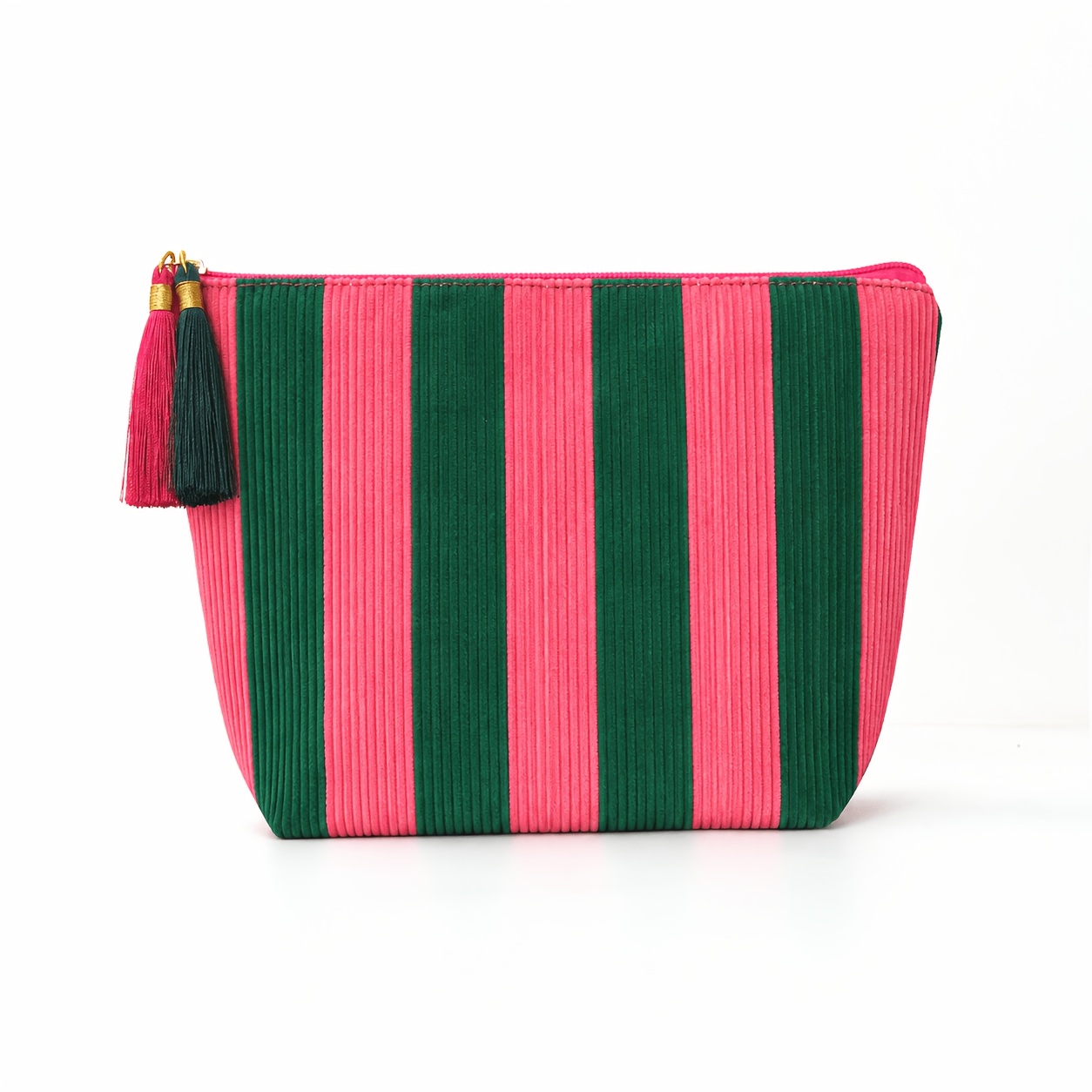 TEMU 1pc Striped Large Capacity Cosmetic Toiletry Storage Bag, Hand Holding Cosmetic Bag Toiletry Bag, Tassel Pendant Smooth Zipper, Suitable For