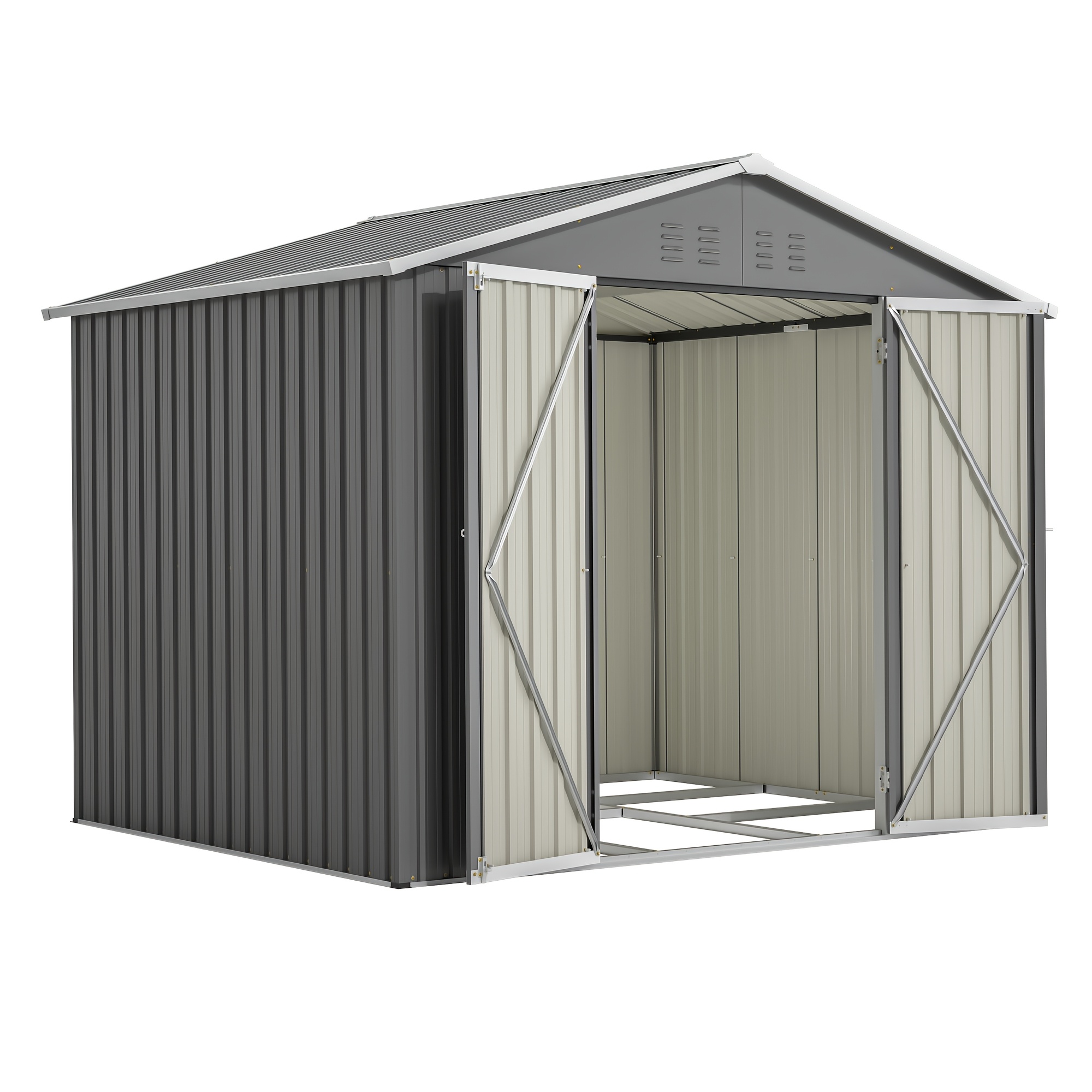 Image of Thanaddo Tool Shed, Storage Shed, Outdoor Storage Shed With Floor Frame, Steel Garden House With Door Lock, Temporary Storage Shed, Removable, 240×192.3×195cm