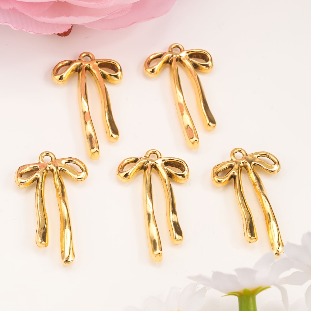 E-shop 13-teiliges Set Dicke Schleife Anhänger Zinklegierung Charme Schleife Band Form Anhänger Ergänzungsperlen, Schmuckzubehör Ketten Ornamente,