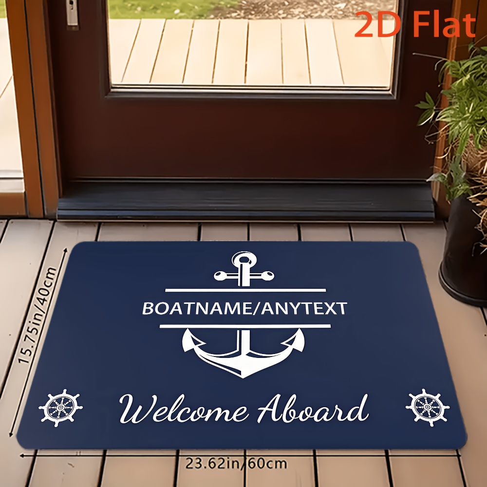 TEMU A Personalized Text-customized Nautical Pattern Mat, Suitable For Customizing Bedroom Bedside Mats, Kitchen Carpets, And Hallway Rugs. Thick,