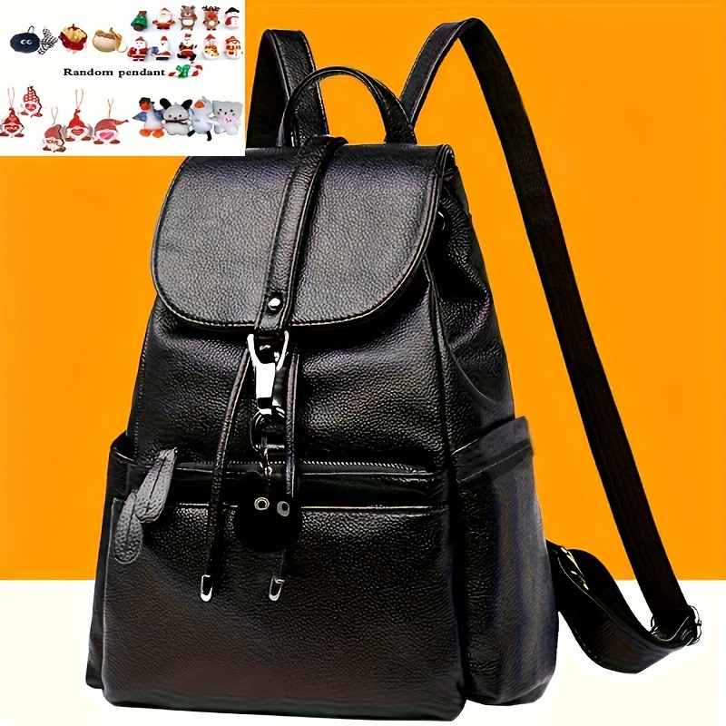 

Classic Black Backpack Women's College Style New School Bag, Korean Version Simple Backpack