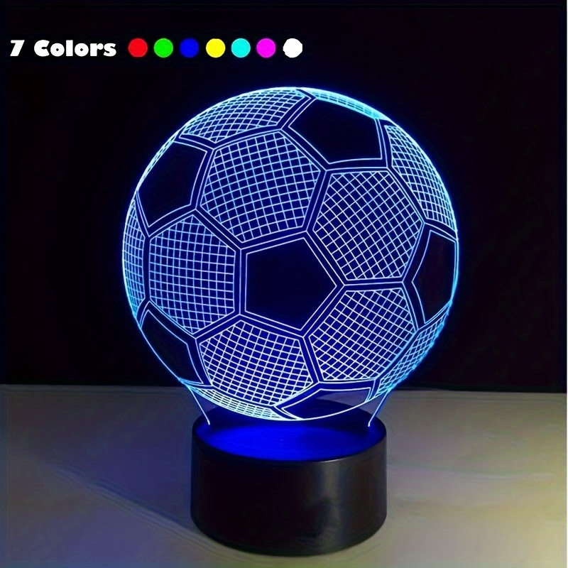 

1pc 3d Acrylic Sheet Night Light, Football Graphic Living Room Bedroom Bedside Small Table Lamp, 7 Colors Black Base Decorative Light, Christmas Gifts, Holiday Gifts, Birthday Gifts