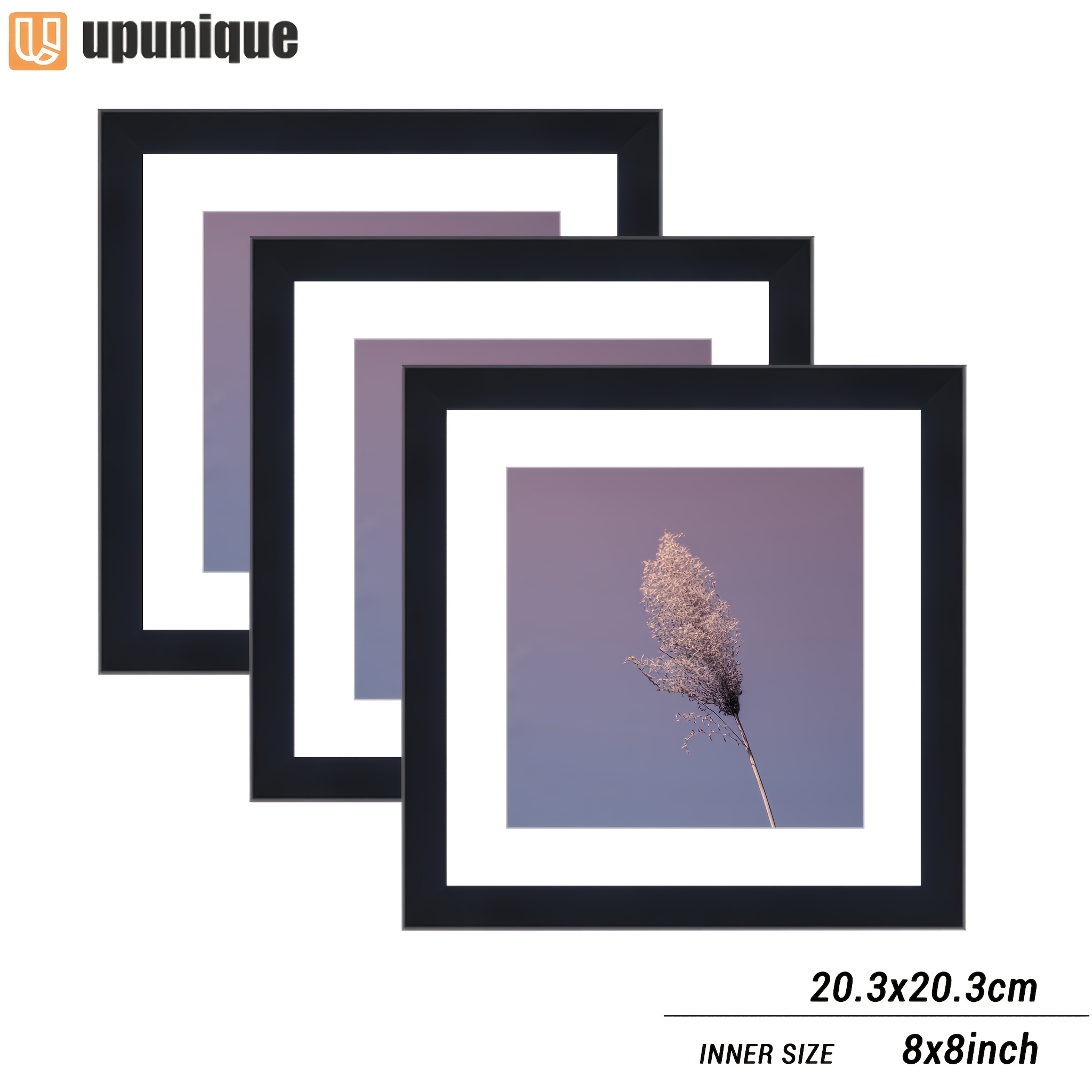 TEMU Upunique Set Of 3 Black Square Photo Frames, White Frames Suitable For Wall And Tabletop Display, Perfect For Desktop Art Decoration, Ideal For