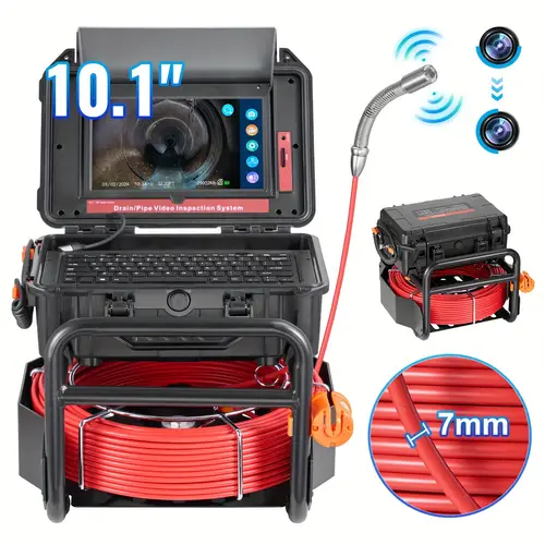 roller sewer inspection camera without locator receiver 30 50 70 100m 1 1080p hd screen self leveling with transmitter only keyboard included no wifi us plug lithium battery hazardous goods special contained
