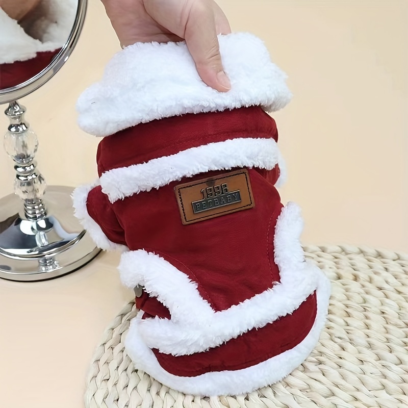 

Santa Claus Pet Vest, Cozy Knitted Dog Jacket, Waterproof Dog Coat For Small To Medium Breeds, Winter , Closure, Polyester Fleece, Christmas Pet Apparel