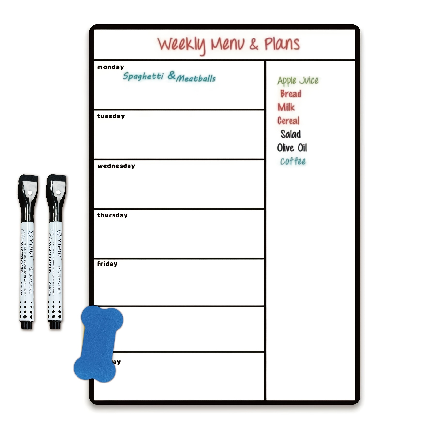 TEMU Magnetic Weekly Planner Whiteboard Set For Fridge – Includes 1 Dry Erase Board, 2 Pens & 1 Mini Eraser (additions Color Random)