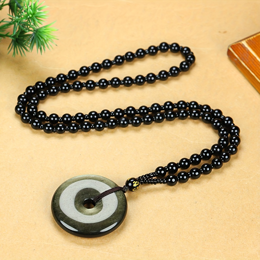 Fashionable Pingan Coin Pendant Necklace with Gradient Design
