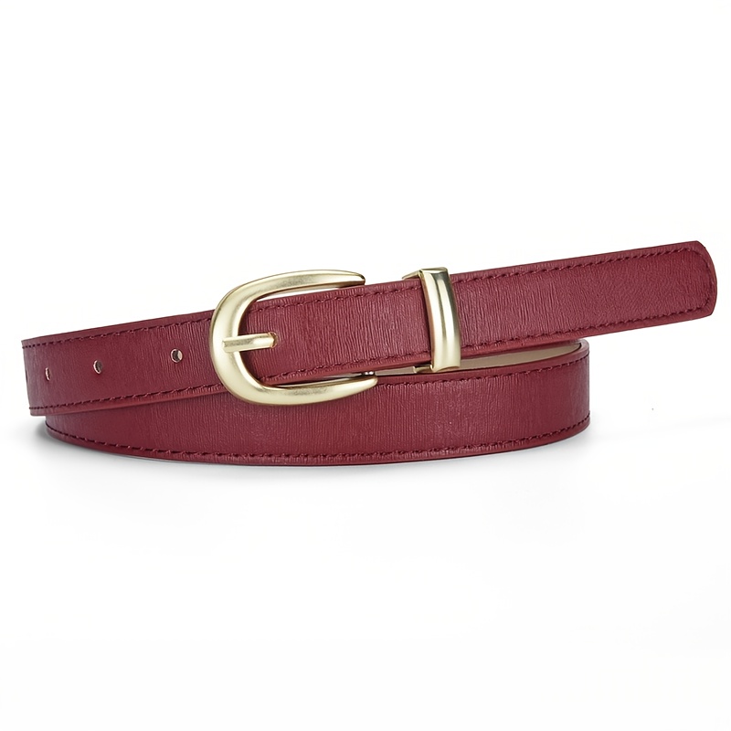 TEMU 1/3pcs Women's Pu Retro Elegant Easy Golden Buckle Narrow Belt, Versatile Jeans Matching Belt