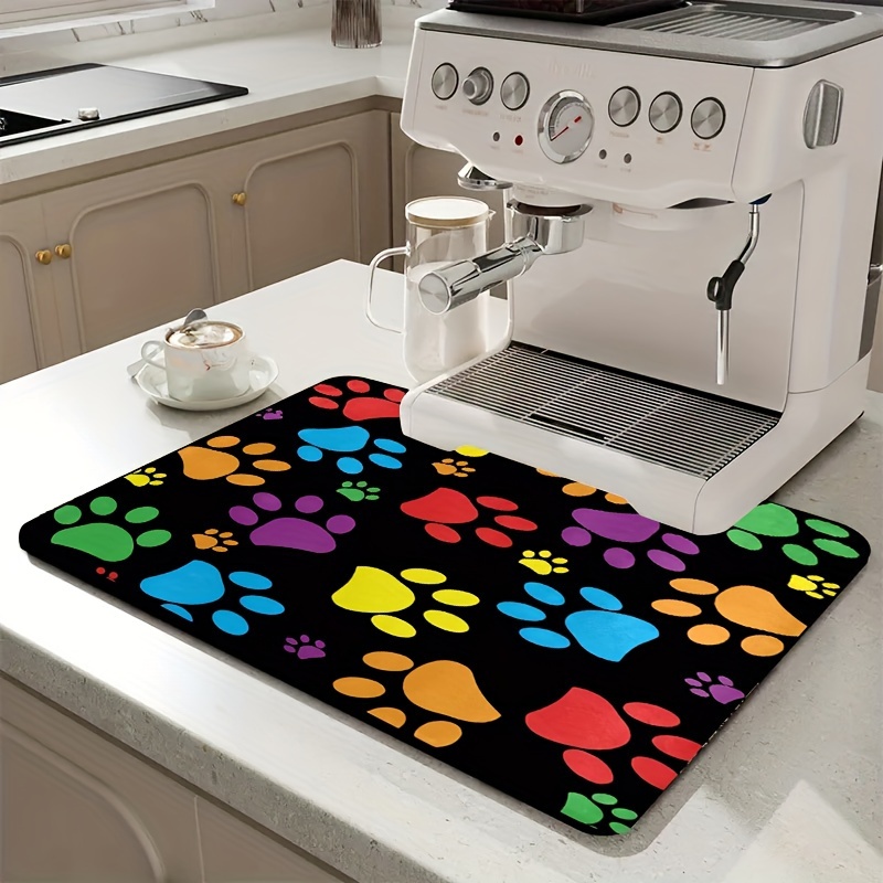 

Cat Paw Design 2.5mm Thick Diatomaceous Earth Draining Mat - Coffee Machines, Kitchen Counters & Dining Tables | Machine Washable, Polyester, Rectangular