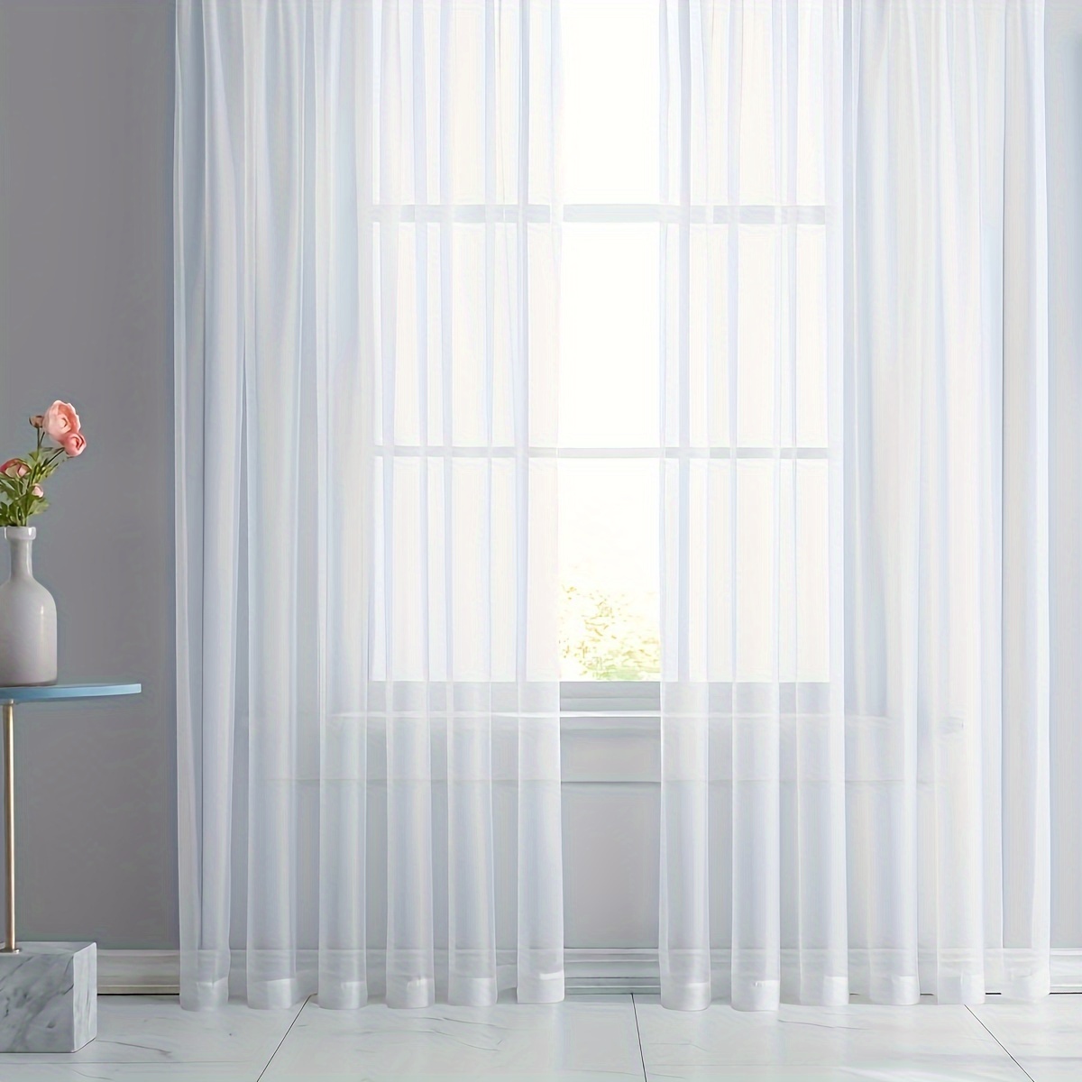 Image of 2pcs/1pc Sheer Curtains, Height 274cm-160cm/108-63 Inches, Width 130cm, Bedroom, Kitchen And Living Room Curtain Set, Top And Bottom Rod - Ideal For Home Decor