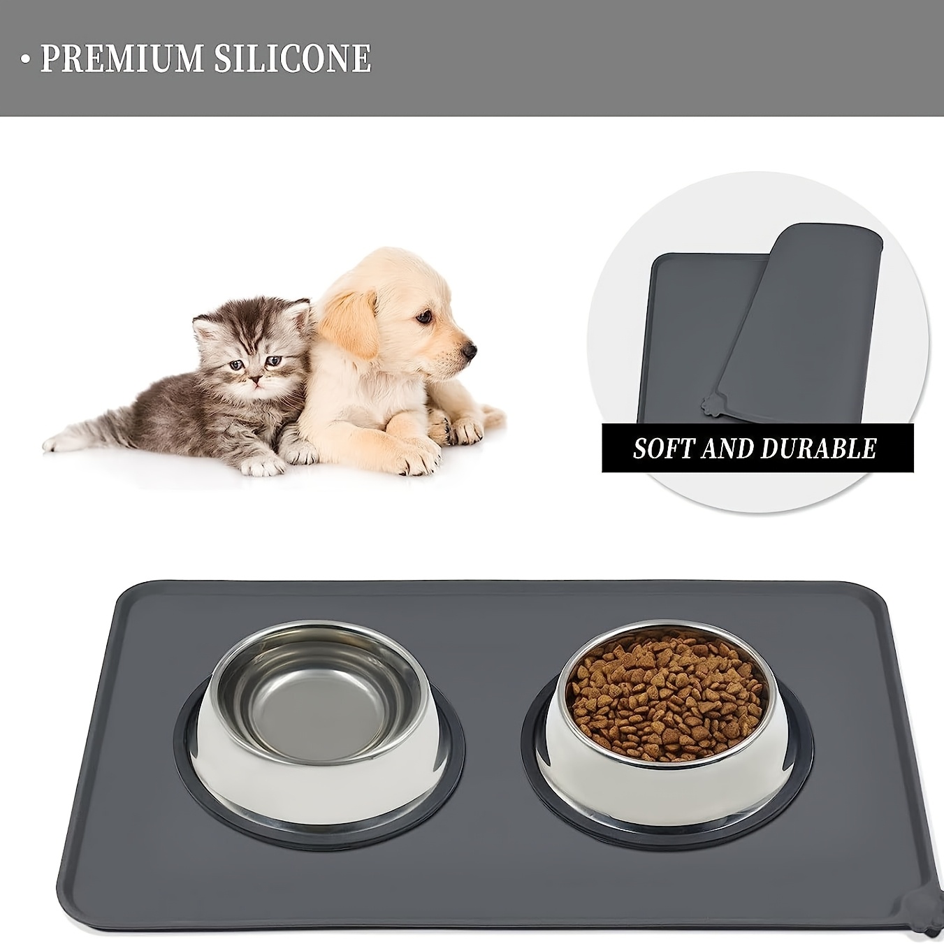 

Waterproof Silicone Mats For Cat And Dog Food, Featuring Anti-slip Surfaces For Bowls, To Catch And Floors From Messy .