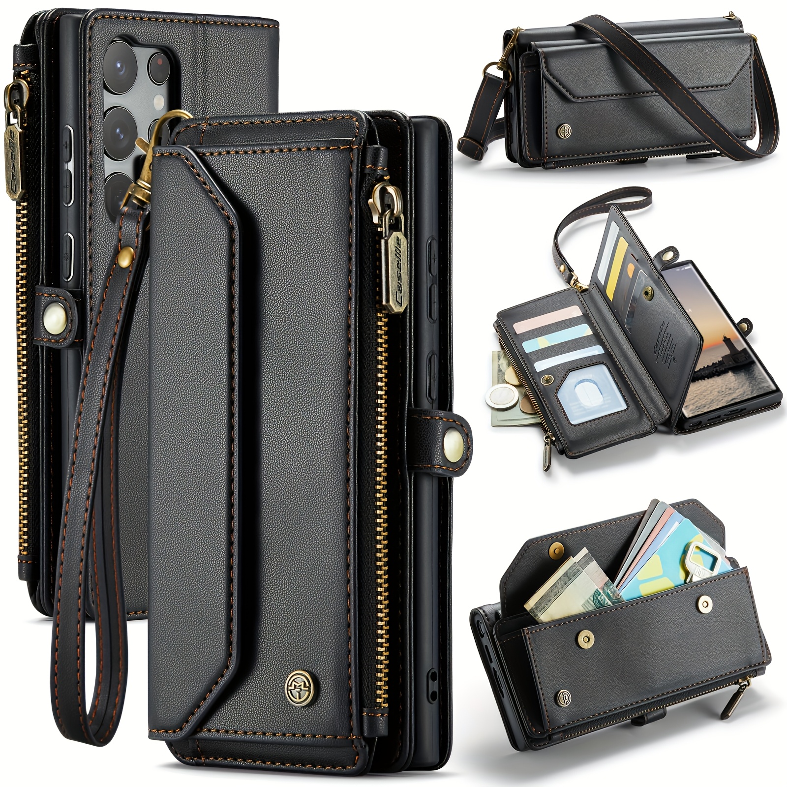 Portafoglio porta carte di credito borsa a tracolla per cellulare, borsa multicolore in pelle PU con cinturino regolabile