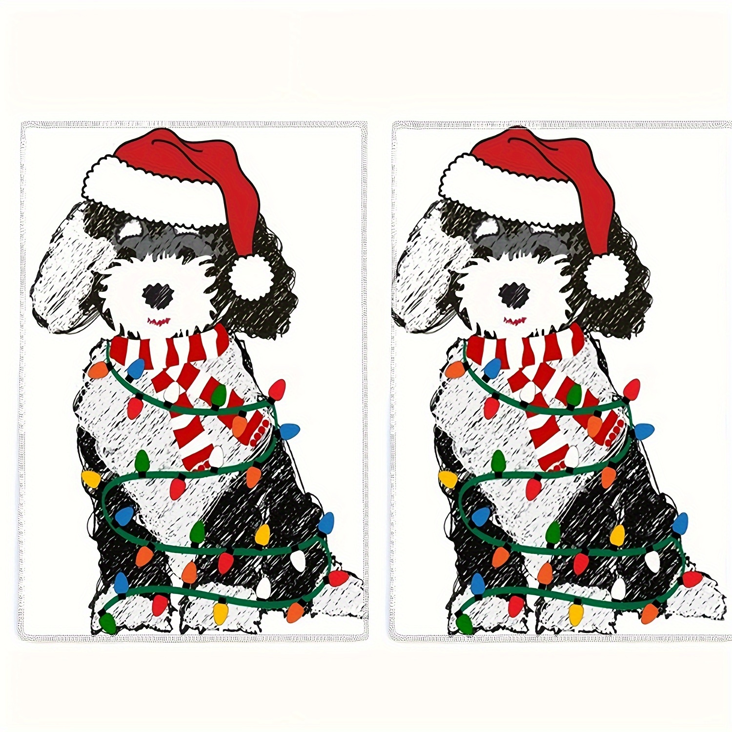 

2pcs Christmas Sheepadoodle Dish Towels, 17.7x23.6inch, Ultrafine Polyester, Vintage Cartoon Design, Absorbent, Machine Washable, Rectangular, Polyester Cover, For Home Kitchen Use