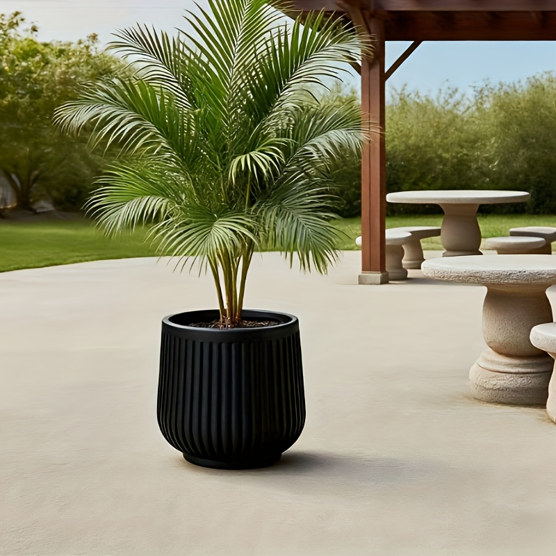 Fashionable Large Round Plastic Flower Pot - Measuring 23.01cm X 22.0cm, This Sturdy Blow-molded Pot Is Perfect for Both Indoor and Outdoor Use, Making It an Excellent Choice for Your Bedroom, Office, Balcony, Hallway, Living Room, or Garden