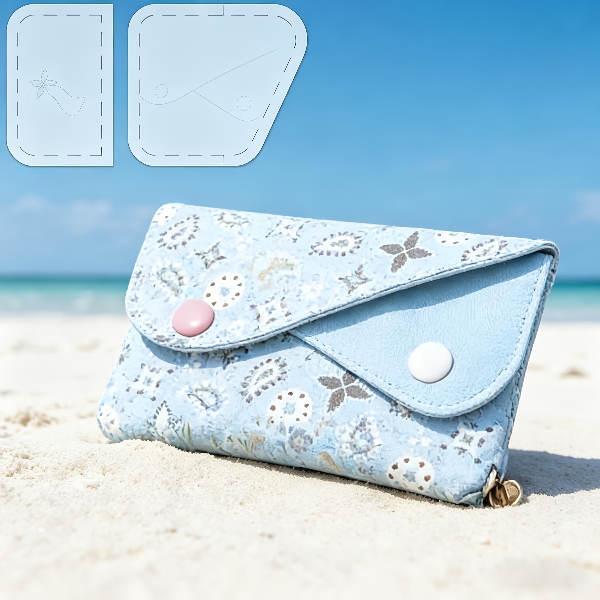 TEMU 2pcs Reusable Handmade Wallet Stencens Suitable For Crafts, Painting, Scrapbooking, Diy Templates With Precise Patterns For Wallets, Canvases,