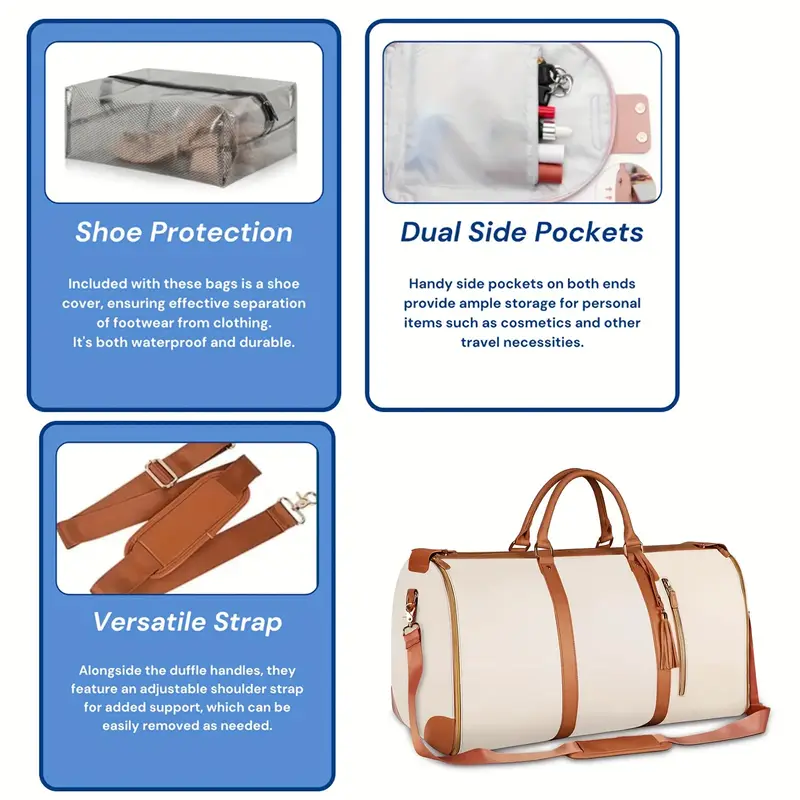 Borsa Da Viaggio Convertibile Per Abiti - Duffle Bag Pieghevole | Grande Capacità | Per Donne - Foto 7