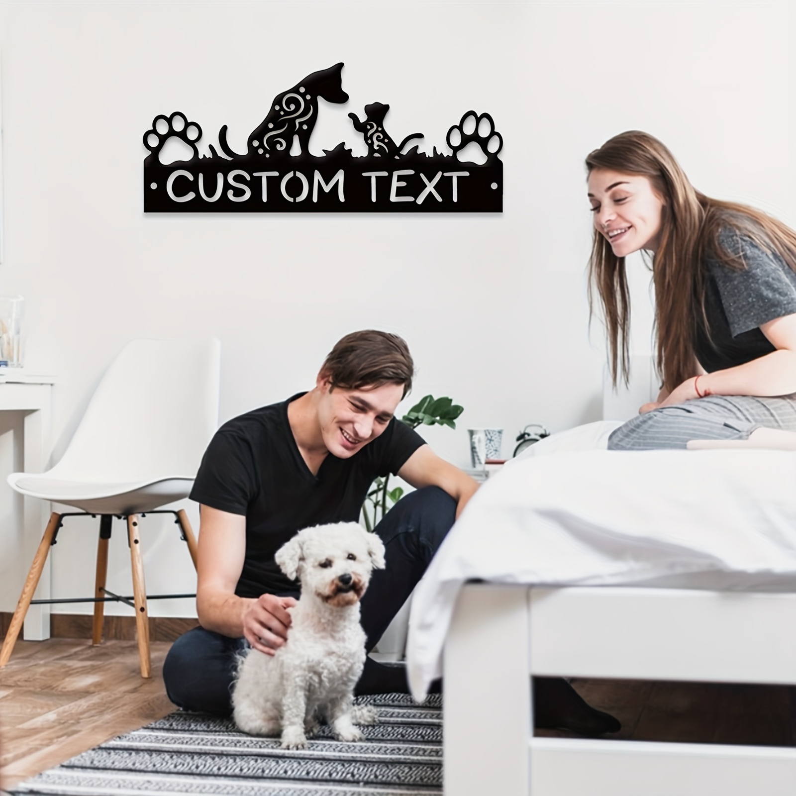 Personalized Dog Lover Metal Wall Art with Custom Name Plaque