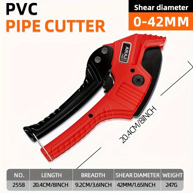 TEMU Airaj Ratchet Pipe Cutter, 42mm Cutting Diameter, Pvc/ppr Tube Cutter, Heavy-duty Manual Hand Tool For Water Pipes And Plastic Pipes, Industrial Grade