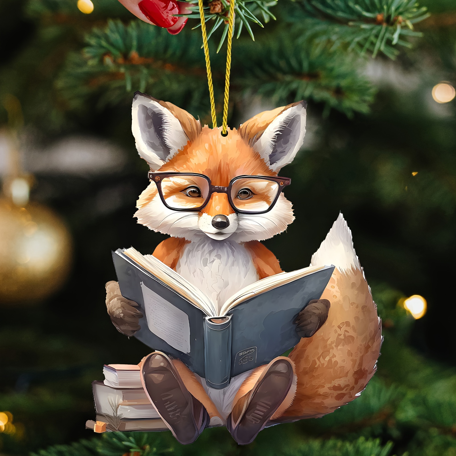 

Acrylic Fox Book Ornament - Car, Backpack & Christmas Tree Decor | Ideal Gift For Holidays &