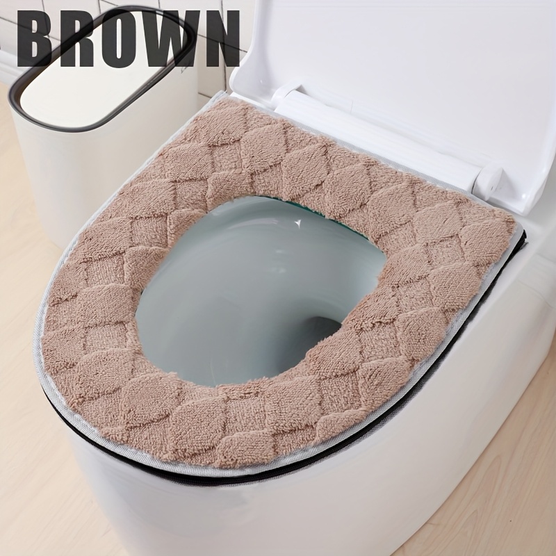 Diamond Check Jacquard Thickened Toilet Cover Home Bathroom Toilet Seat Cushion Plush Toilet Cover