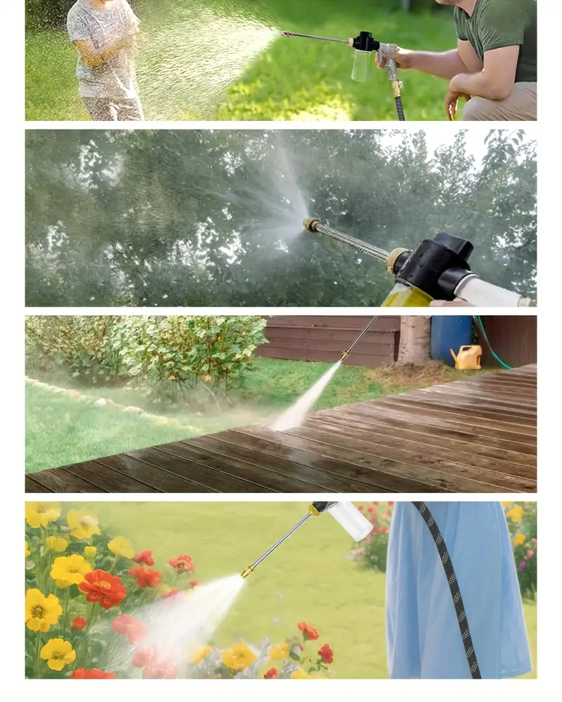 heavy duty garden hose 50ft 100ft 150ft non kink flexible 10 mode nozzle leak proof brass fittings hose nozzle bonus grey garden hose reel outdoor watering durable construction sturdy connectors watering equipment home patio watering reinforced material leakproof fittings diy enthusiasts Product details 6