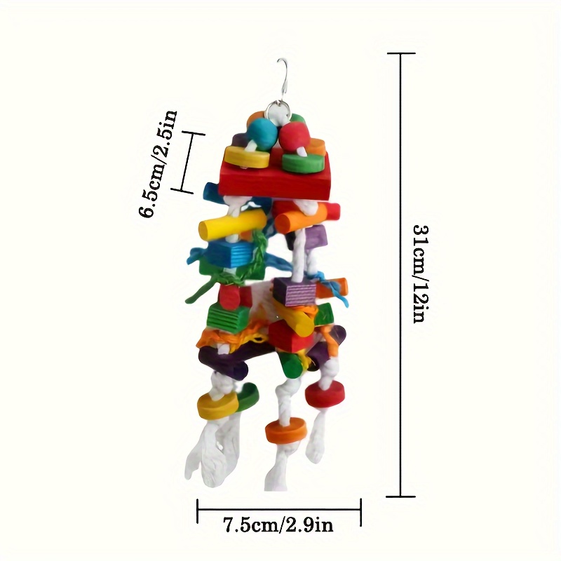 Image of New Parrot Toy Colorful Wooden Bird Supplies Tool Wooden Block Medium To Large Parrot Biting Bird Toy (random Color)