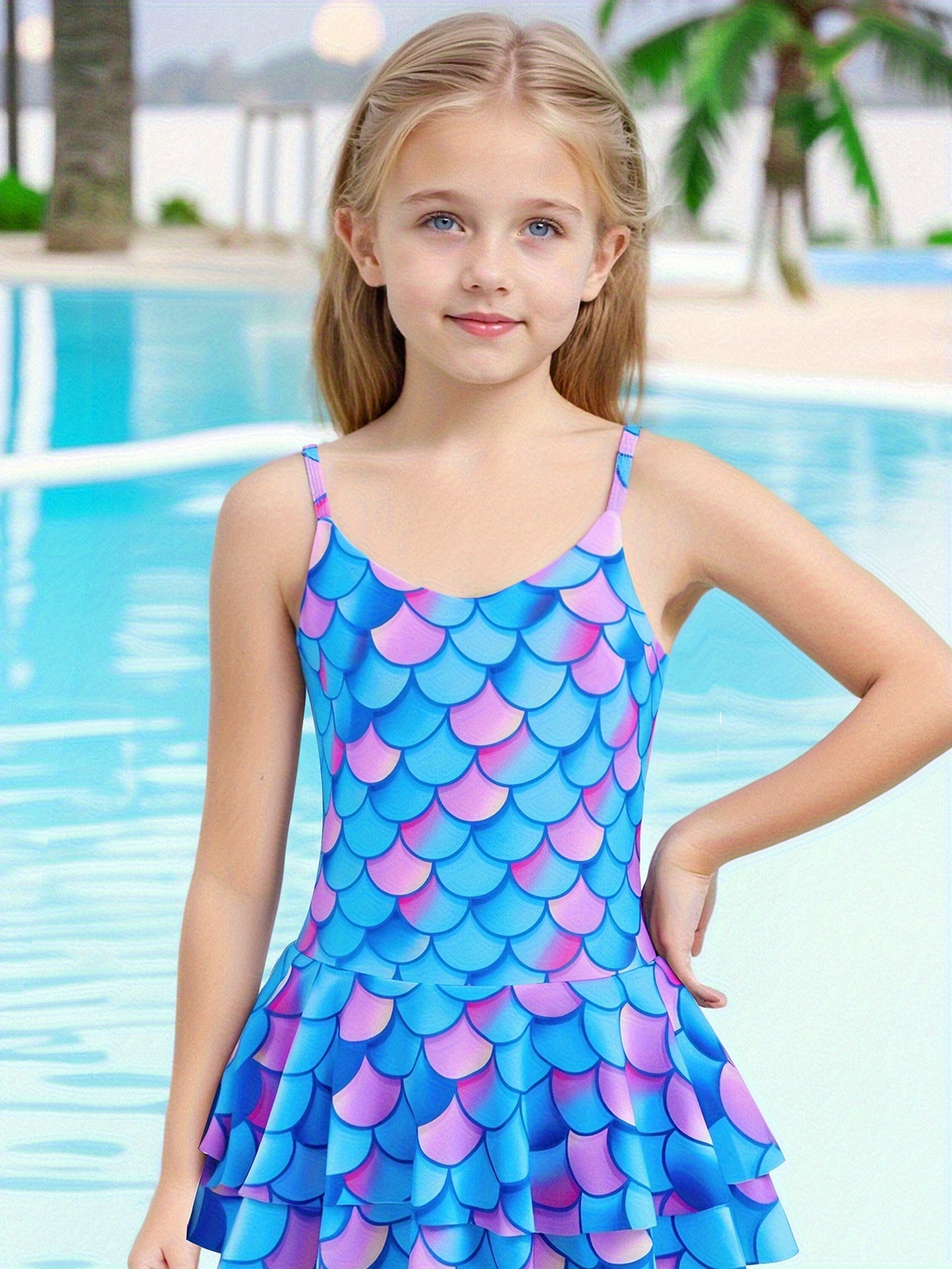 chinese dress ladies Mermaid Blue Mermaid Pink Swimsuit 1-2T / Scale main image 0