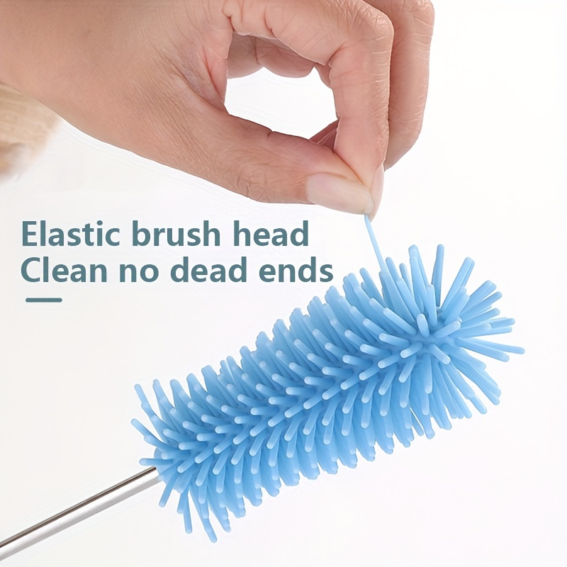 1pc FlexiClean Silicone Rotating Cleaning Brush for Bottles and Cups - Reusable, Manual Press-Action, No-Electricity Needed, Versatile for Kitchen, Bathroom, Toilet Use