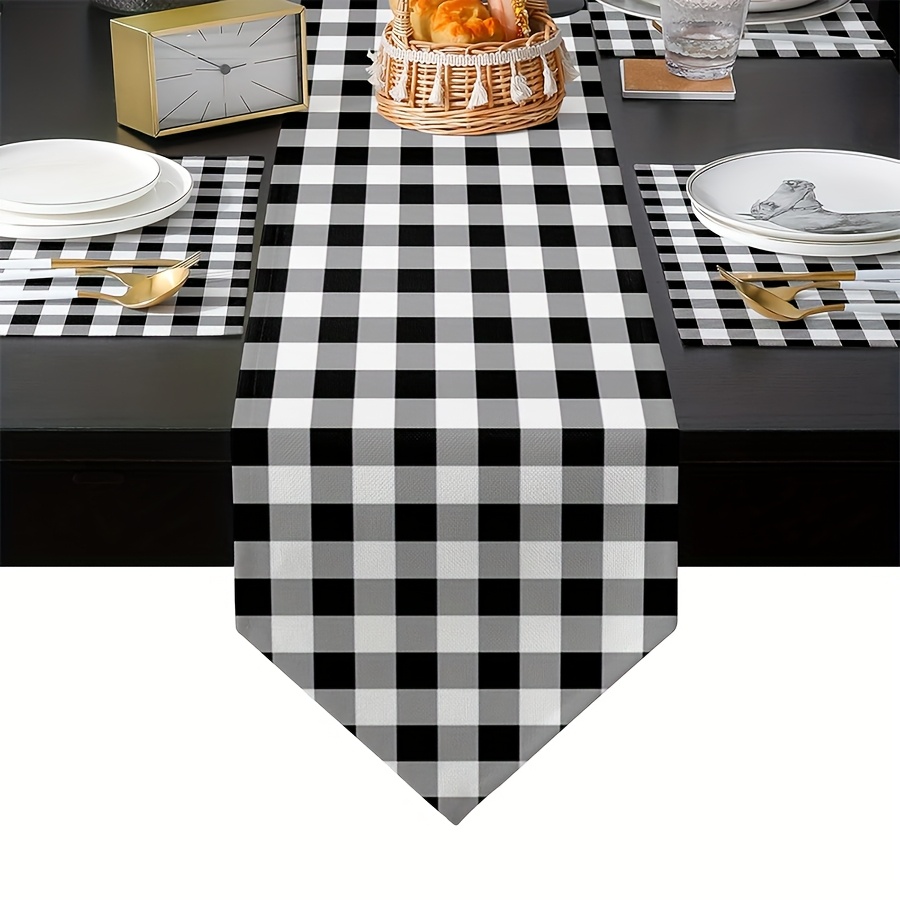 

1pc, Buffalo Check Table Runner, 100% Linen Square Woven Tabletop Decor, Farmhouse Style Insulation For Home Dining Room