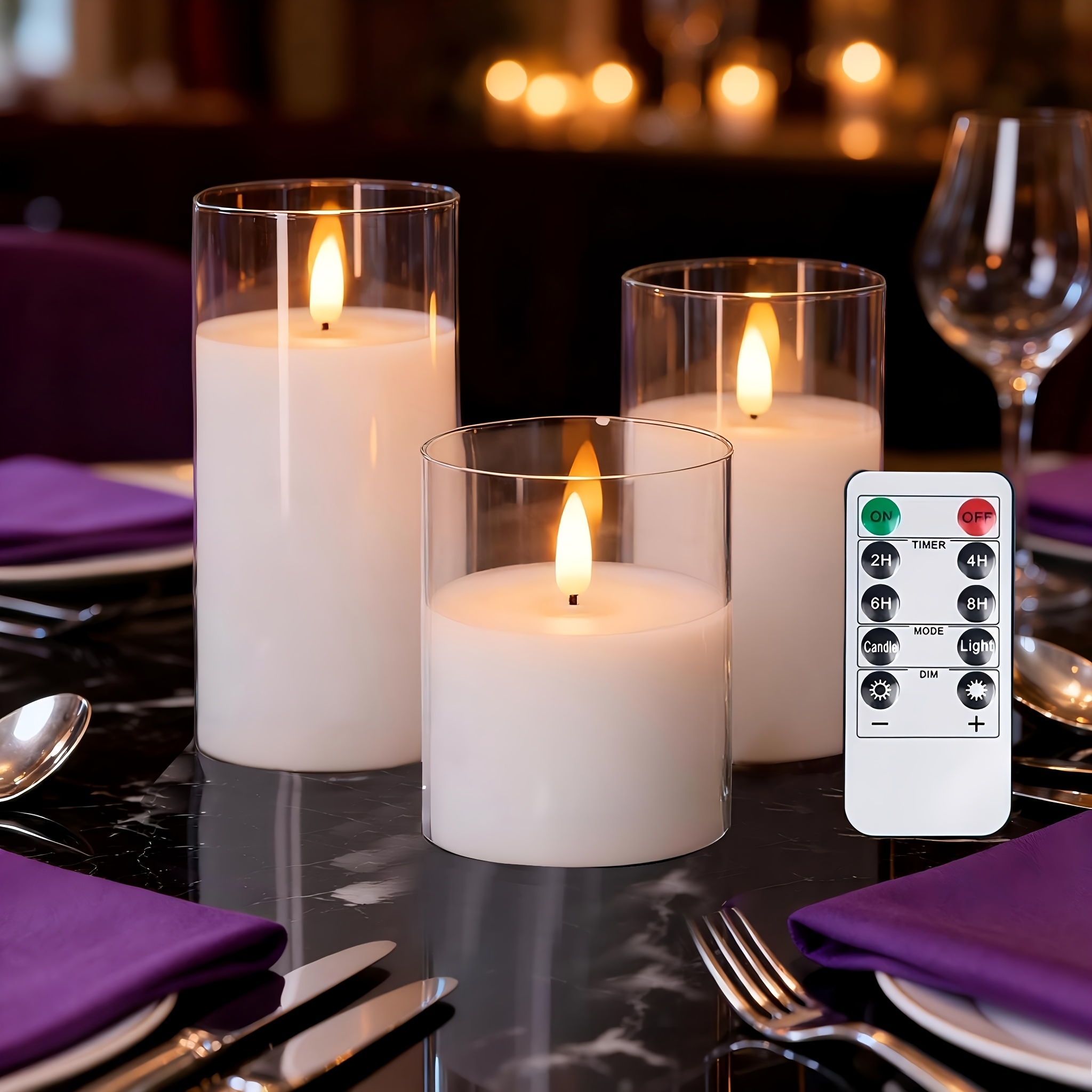 3-Pack Acryl Plastic Vlamloze LED Kaarsen | Afstandsbediening en Timer voor 2/4/6/8 Uur