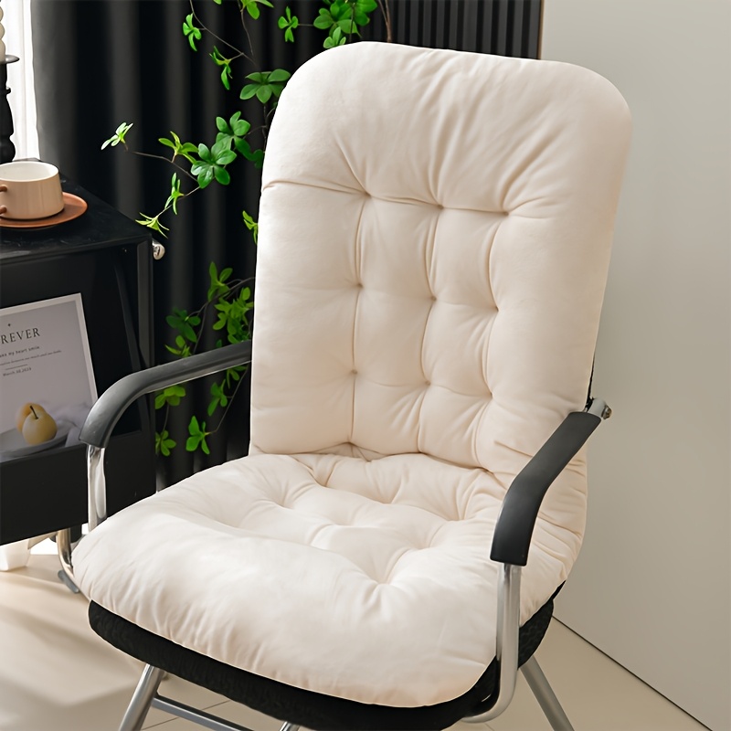 TEMU 1pc Plush Bench Cushion Office Chair Pad Pillow 1pc Thickened Winter Pad Recliner Rocking Chair Mat Deep Gray White Pink
