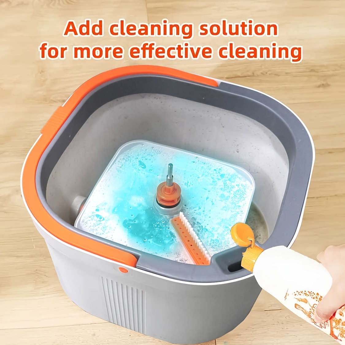 self cleaning rotating mop and bucket set 360 swivel head dual use wet and dry mop kit with self draining   water system for hardwood tile marble floors ideal for living room bedroom bathroom toilet kitchen grey details 4