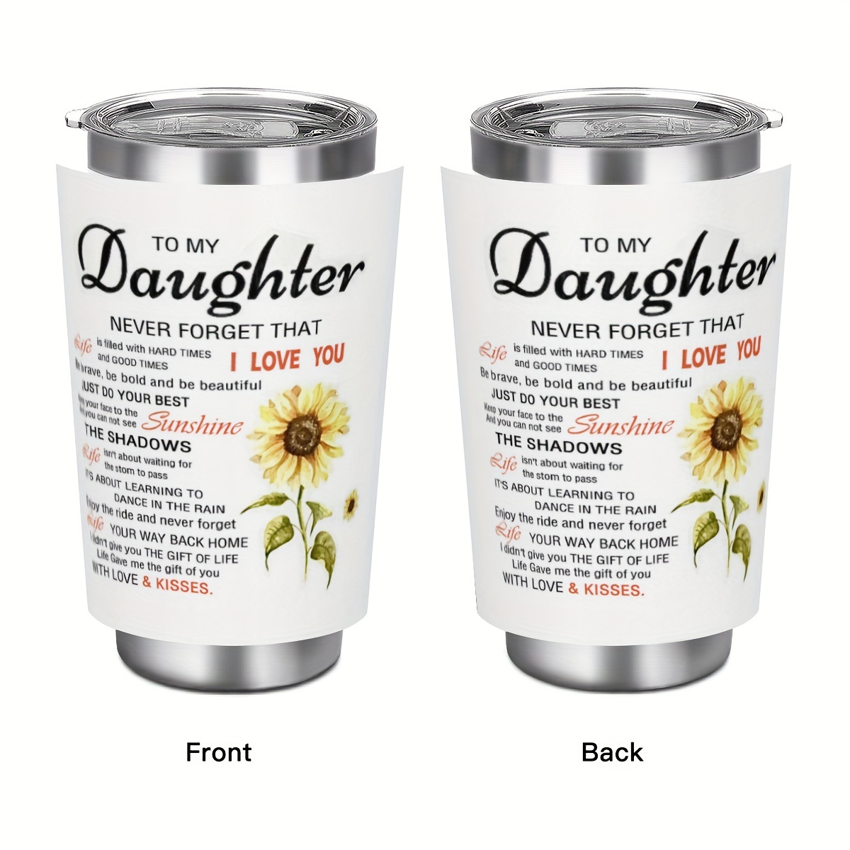 

20oz Stainless Steel Tumbler With Daughter Print: Perfect Gift For Parents, Relatives, And Friends - Double Wall Insulated Travel Mug