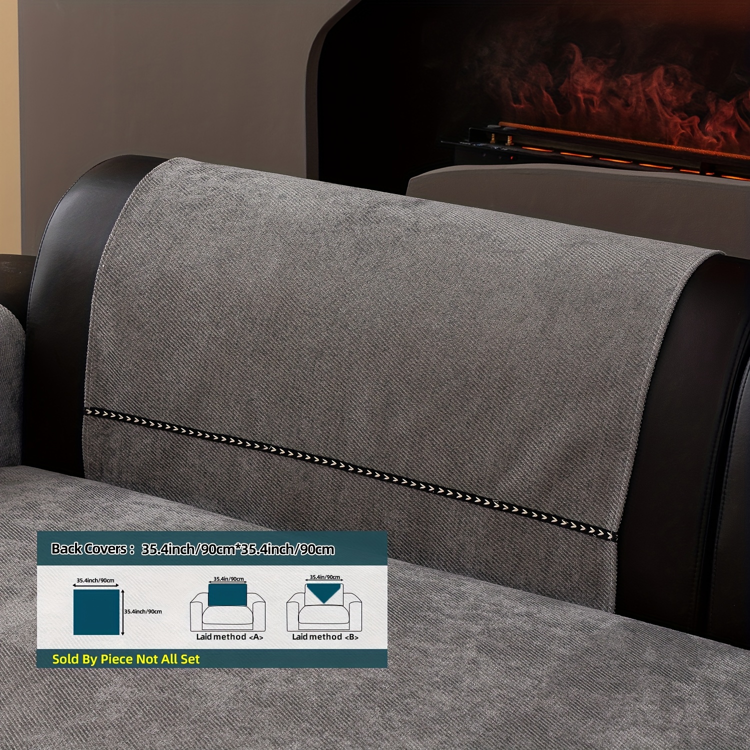 TEMU 1pc Black Woven Ribbon-decorated Shag Cushion, Pet-friendly, Anti-slip Machine Washable, Suitable For Living Room And Bedroom Sofa Cushion