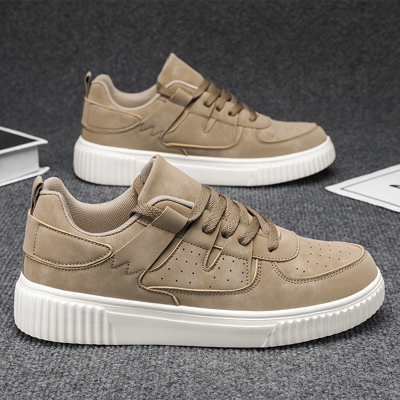 Zapatillas Ligeras y Transpirables para Hombre con Suela Acolchada de EVA y Parte Superior Sintética - Calzado Casual de Calle con Cordones, Ideal para Correr, Caminar, Tenis - Calzado Deportivo Minimalista de Punta Redonda para Atuendos Informales (Todo el Año)
