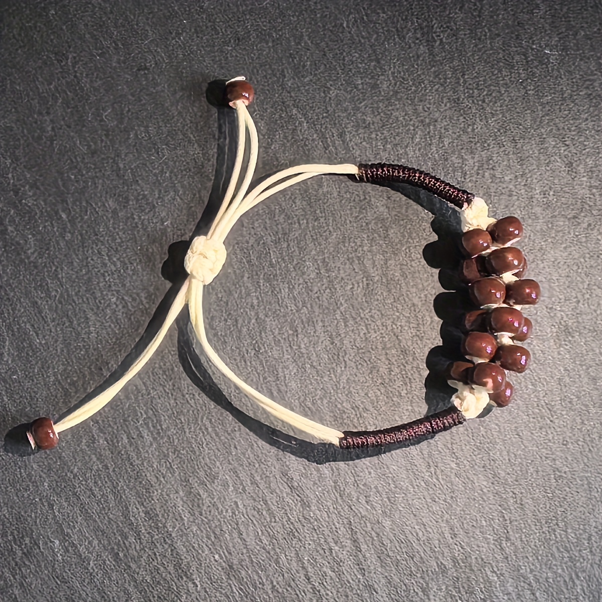Boho Adjustable Bracelet with Red Ceramic Beads - Ethnic Style Women's Jewelry