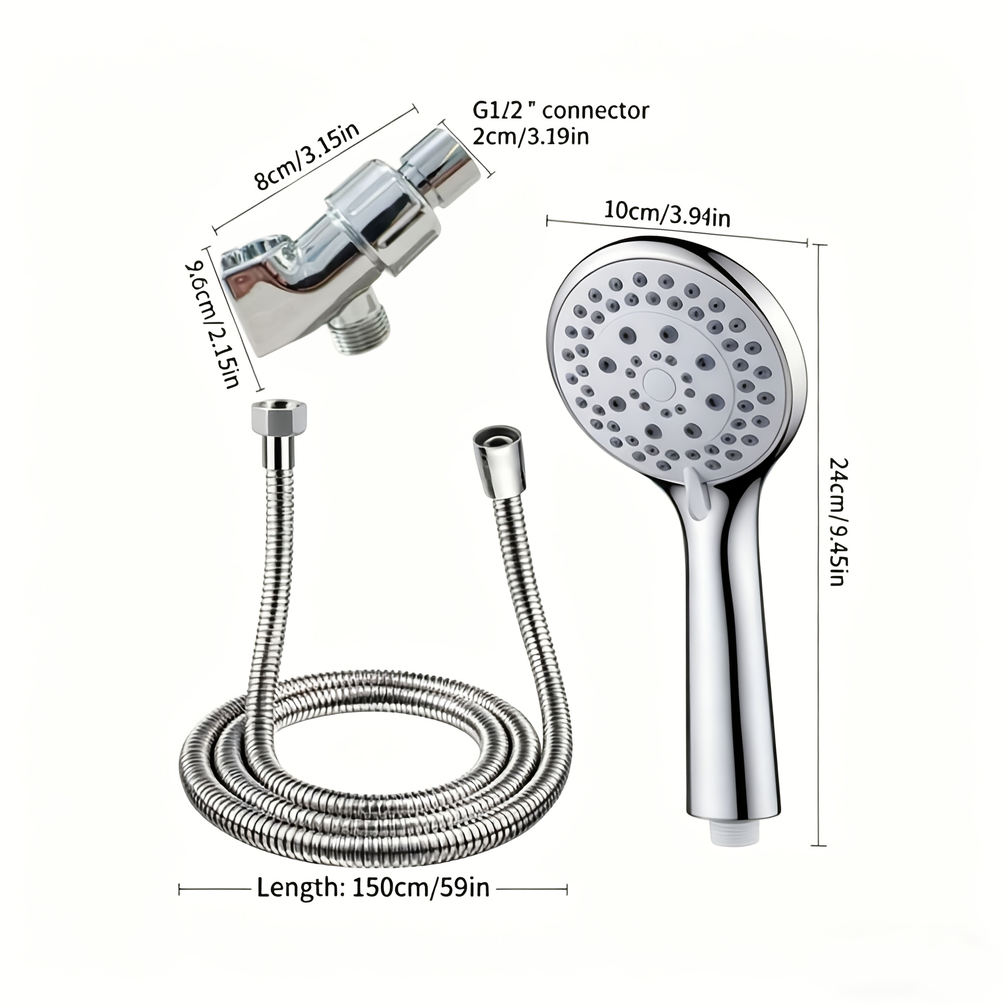 3pcs Adjustable Handheld Showerhead Set with High-Pressure Jet & Fine Mist