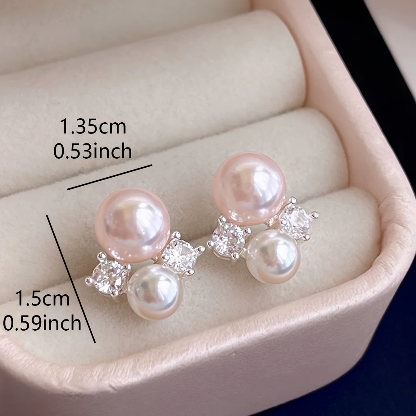 Sweet Pink Faux Pearl Stud Earrings for Women
