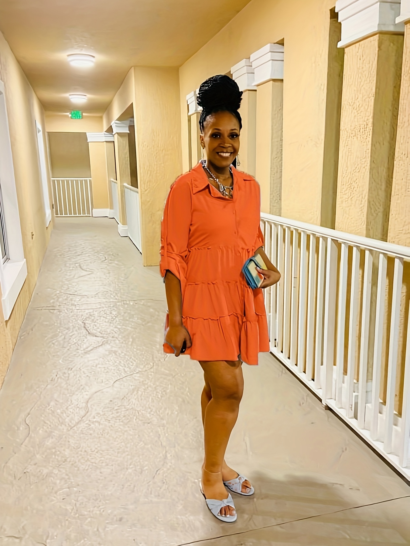 Orange short sleeve dress best sale